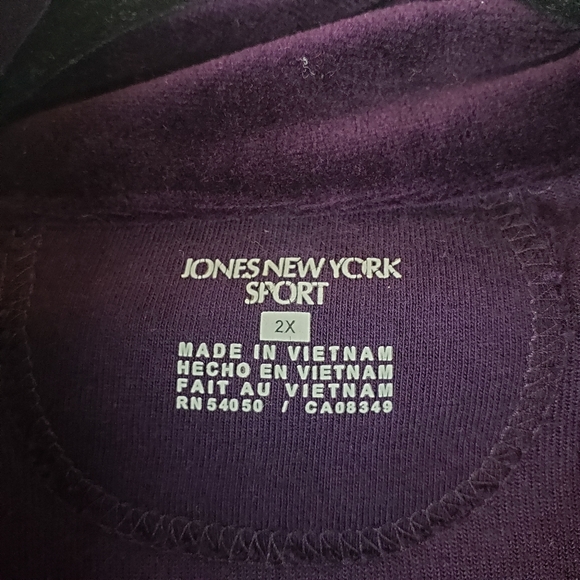 Jones New York Sport Velvet zip up Sweater 2X Stretch - Picture 2 of 6
